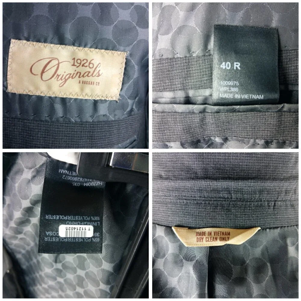 Haggar Originals 1926 40R 2 Button Gray Birdseye Suit Blazer Jacket